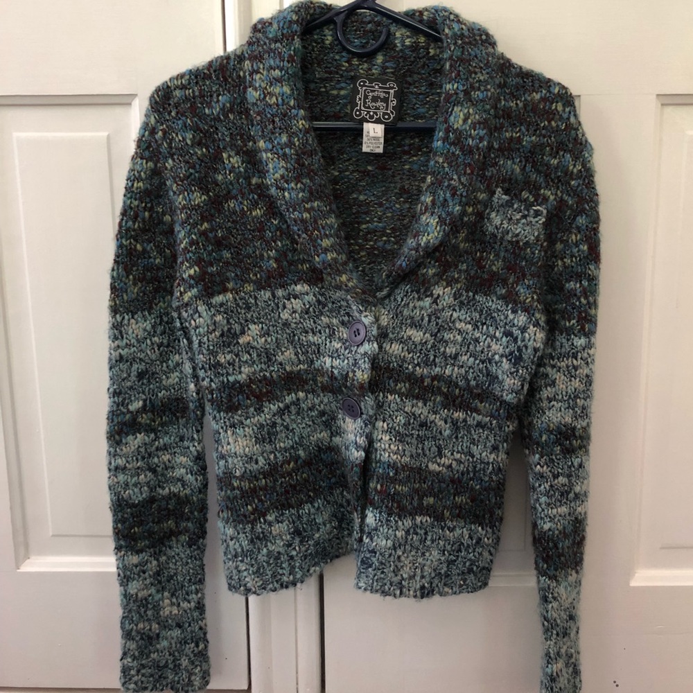CYNTHIA ROWLEY colorful cardigan sweater